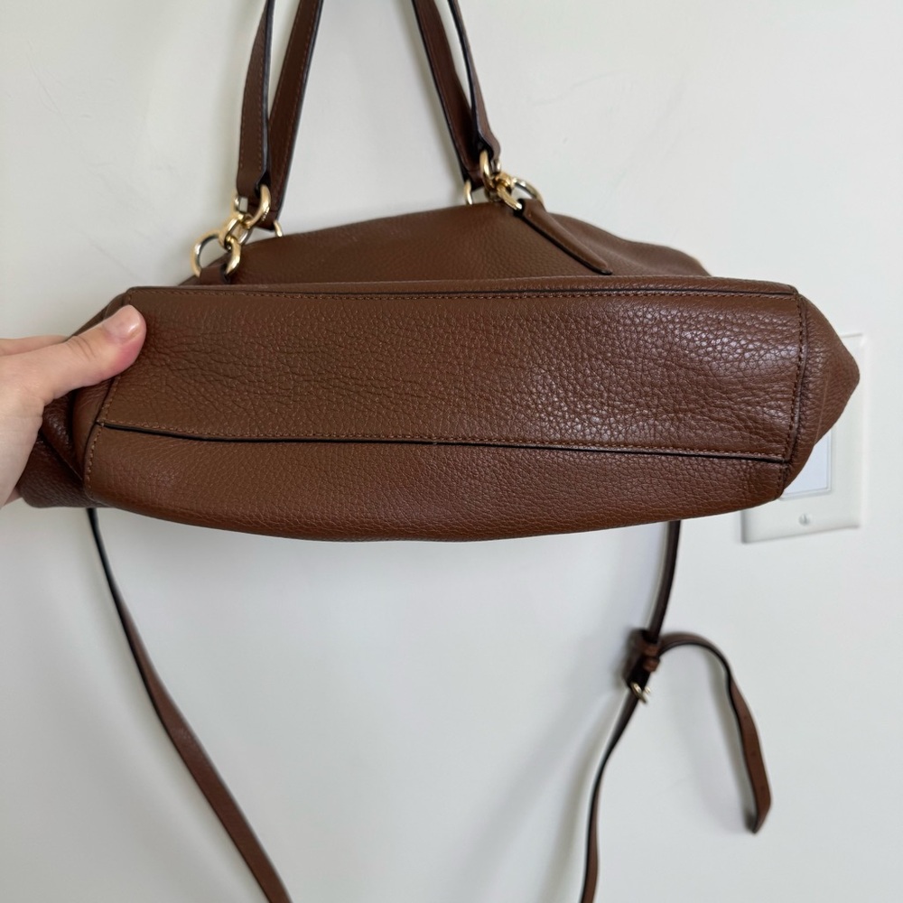 Coach Kelsey Brown Pebbled Leather Double Handles
Zipper Closure Satchel Bag - Picture 7 of 11